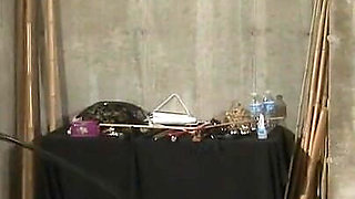 Hogtied Asian mature gets tits and pussy punished hard