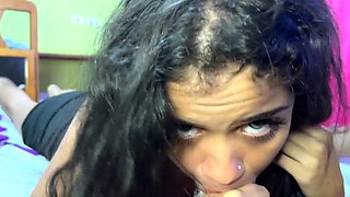 Slut gives wam deep throat pov blowjob and handjob