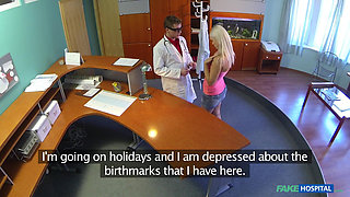 Fake Hospital - Sexy Blonde Sucks a Doctor Cock Before Getting Probed on Office Desk