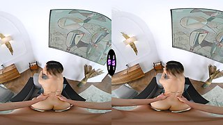 Blonde beauty rides a big cock in immersive vr experience