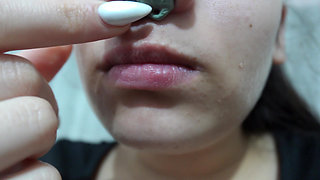 My Giantess Stepsister Puts Tiny Stepbrother in Her Nose as Punishment and Plays with Him