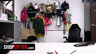 Incompetent shoplifter student gets taken into the backroom for questioning