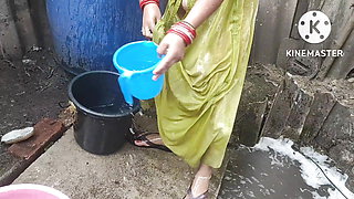 Anita yadav bathing outside of new look