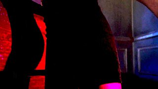 CFNM femdom brunette sharing on a dong