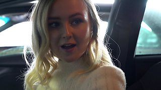 Amateur blonde blowjob and big messy facial on face