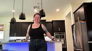 NIKKISFETISHES Curvy brunette teases in kitchen