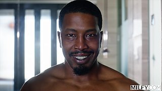 Reagan Foxx: Blue Lingerie Blaze with a Black Bull