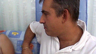 Real amateur MILF gets fucked by two swingers cumming in her mouth