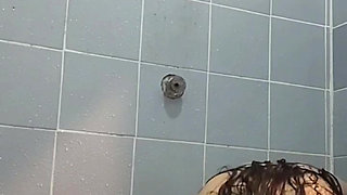 My girlfriend takes a real shower full naked