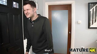 Mature4k. hot milf seduces her teenage neighbor with her fleshy vulva