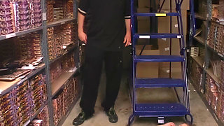 Warehouse Slut Rides Thick Cock Dripping Wet