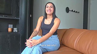 Cock-squeezing Ebony Latina Sport Model Jammed Tough By BWC Producer In Casting - Dede Bloom
