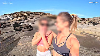 BEACH DICKFLASH FOR TWO GIRLS:my friend Fede goes to the beach with a friend of hers and arranges a spicy encounter with my cock