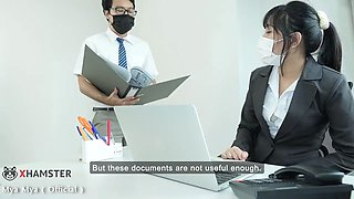 Office Female Manager Horny with her male Staff