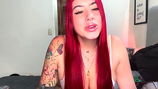 Ginger-haired with immense hooters jerks for you