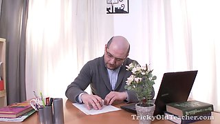 Sexy college girl sandra is called in office to screw and suck sausage