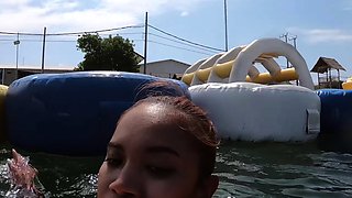 Perfect ass Thai GF water park fun