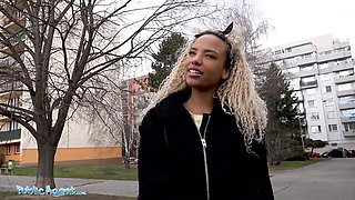 Blonde dirt with perky Romy Indy from Public Agent
