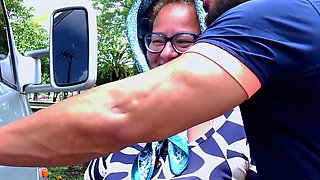 Fat Tattooed Mature Ass Fucked in Driving Van