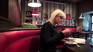 Cute blonde teen Esmee fingering her pussy