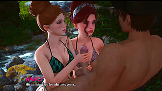 Lucky  boy having threesome with stepmother and stepdaughter