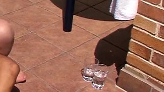 German old granny fucked horny by stepson on the balcony