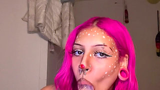 Slutty Reindeer Sucks a Dildo Slobbering Sloppy Drool Roleplay