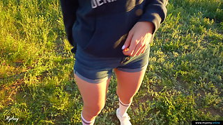 Risky Public Creampie in Nature!