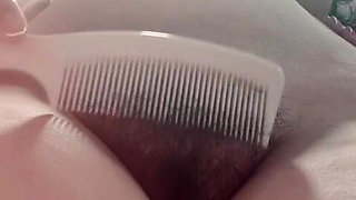Brush my hairy pussy come to sniffing it