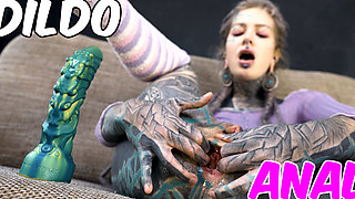 Tattooed Hippie's Anal Fucking with Big Toy and Get Fuck by Real Big Cock