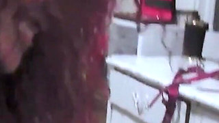 Mutual Strapon Fuck of Curly Red Hair Ebony Babe and White Girl