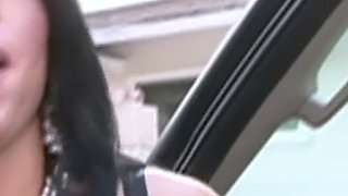 Car Sex and More - Brunette MILF in Pearls Takes a Big Black Cock