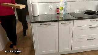 Pizza Delivery Guy Cums On Pizza - Cheating Housewife Swallows In Kitchen