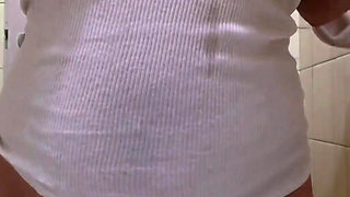 Beautiful Girl Playing in the Bathroom