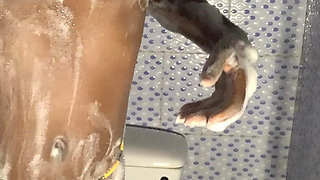 Hot ebony babe alone time in the bathroom