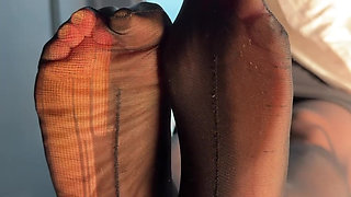 Watch Me Tease You with My Ripped Nylon Feet Through the Glass