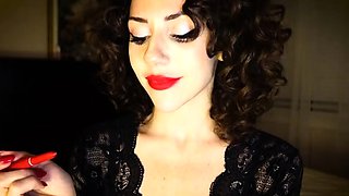Natural brunette solo toying