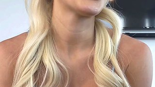 Beautiful blonde nanny and big boobed blonde MILF get pumped