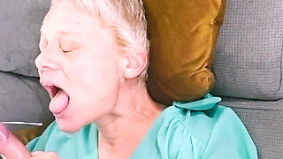 My stepson licks my pussy, fucks my ass and ends up giving me a facial.