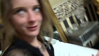 After the recording of 2 movies, Melody Pleasure is so horny that she will fuck by herself