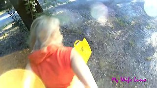 Italian Wife Luna Blowjob in Park - Outdoor POV Cum in Mouth