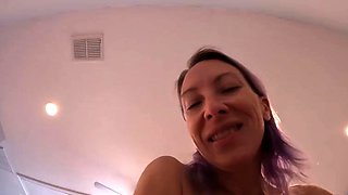 Chubby and busty amateur Milf fucks with handjob