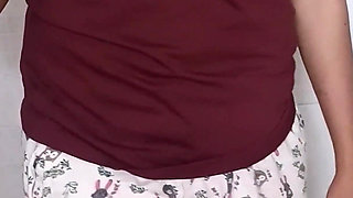 Caught sister-in-law cleaning her hair and then cleaned her skirt