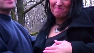 Cum Slut Wife Amy Johnson Sucks off Her Husband in the Woods