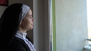 Step Sister Nun Anna Fell Into Sin And Gave Blowjob And Footjob