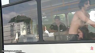 Niki Sweet And Zenza Raggi In Handcuffed Euro Humped In Public Bus