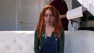 Naughty Slim Redhead Teen Tempts Her Stepdad & The Social Worker To DP Her In a Crazy 3-some