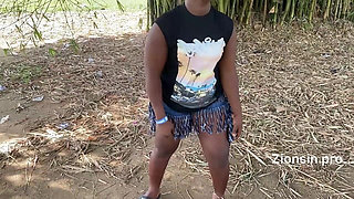 African Ebony Sexy Black Girl Dances in Public with Laughter