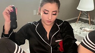 Stacked brunette goes solo toys and masturbation
