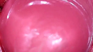 Inside a Camgirl Cervix POV Camera in Vagina with Big Dick Toy